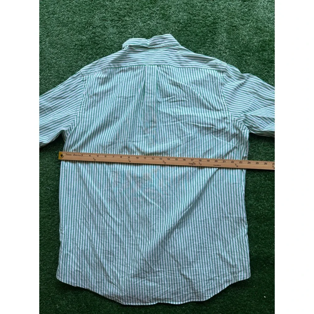 Polo Ralph Lauren Mens‎ XL Green White Striped Short Sleeve Button Down Shirt
